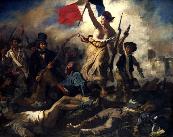 民衆を導く自由の女神（ドラクロワ作 1830年 ルーヴル美術館所蔵）　フランス７月革命　レ・ミゼラブル　ビクトル・ユーゴー